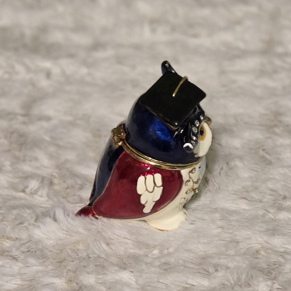 Tchotchke Charming Owl Figurine with Black Graduation Cap NWT - Picture 5 of 11